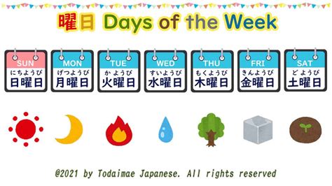 日本日曆 金木水火土|日文 星期 Days of the Year in Japanese